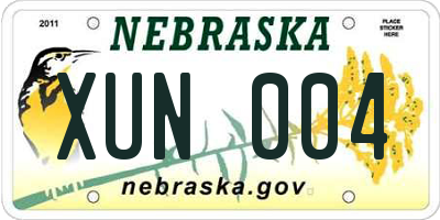 NE license plate XUN004