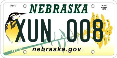 NE license plate XUN008