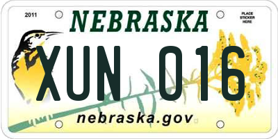 NE license plate XUN016