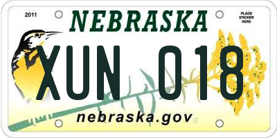 NE license plate XUN018