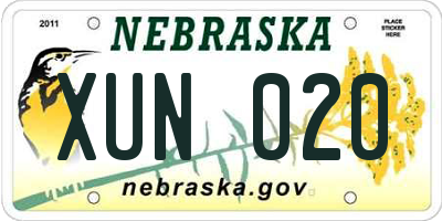 NE license plate XUN020