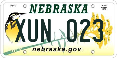 NE license plate XUN023