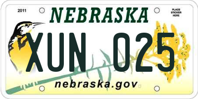 NE license plate XUN025