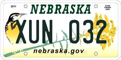 NE license plate XUN032