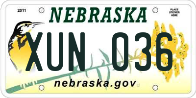 NE license plate XUN036