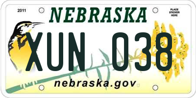 NE license plate XUN038