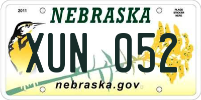 NE license plate XUN052