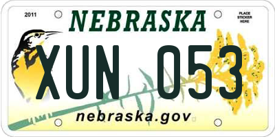 NE license plate XUN053