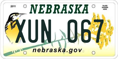 NE license plate XUN067