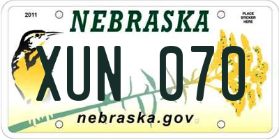 NE license plate XUN070
