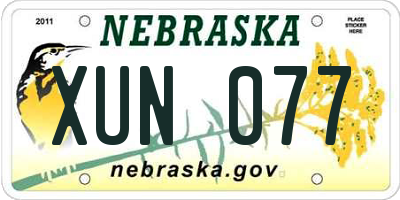 NE license plate XUN077