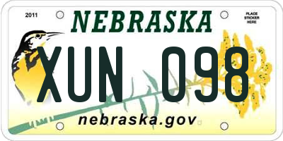 NE license plate XUN098
