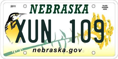 NE license plate XUN109