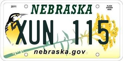 NE license plate XUN115