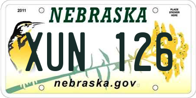NE license plate XUN126