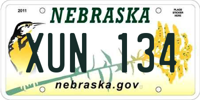 NE license plate XUN134