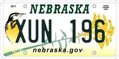 NE license plate XUN196