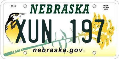 NE license plate XUN197