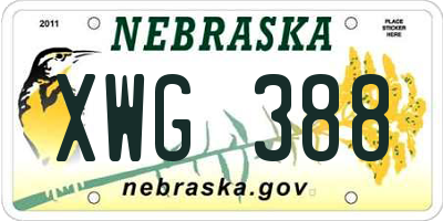 NE license plate XWG388