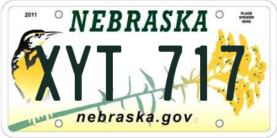 NE license plate XYT717