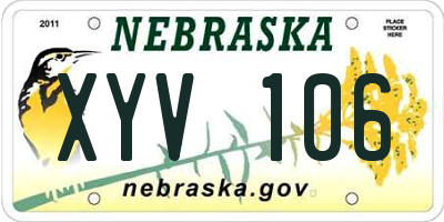 NE license plate XYV106