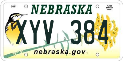 NE license plate XYV384