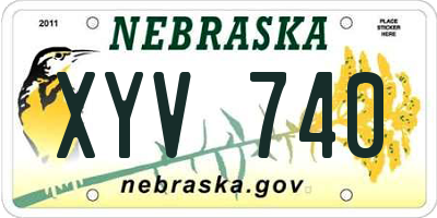 NE license plate XYV740