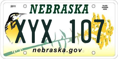 NE license plate XYX107