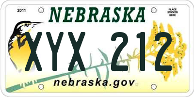 NE license plate XYX212
