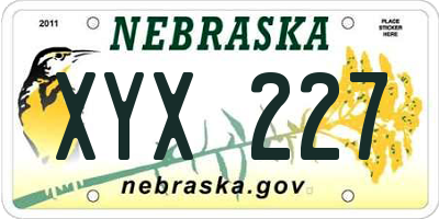 NE license plate XYX227
