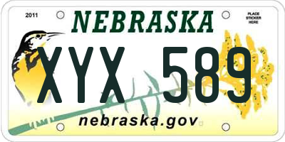 NE license plate XYX589