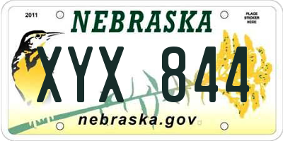 NE license plate XYX844