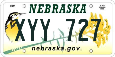 NE license plate XYY727