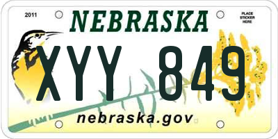 NE license plate XYY849