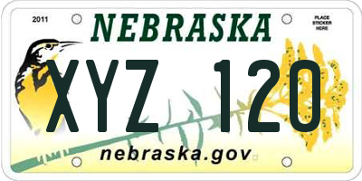NE license plate XYZ120