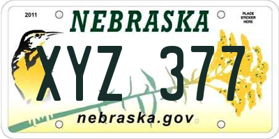 NE license plate XYZ377