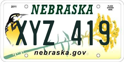 NE license plate XYZ419