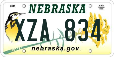 NE license plate XZA834