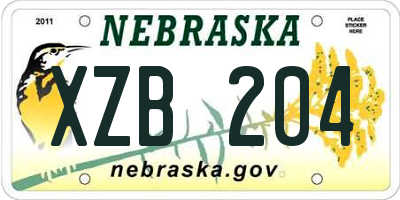 NE license plate XZB204