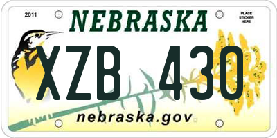 NE license plate XZB430