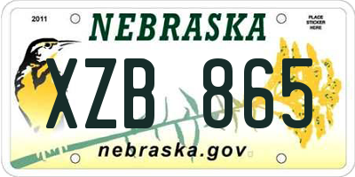 NE license plate XZB865