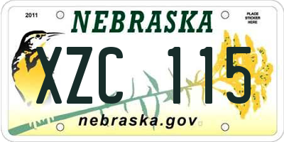 NE license plate XZC115