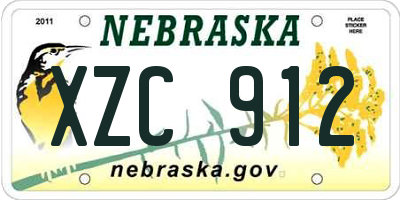 NE license plate XZC912