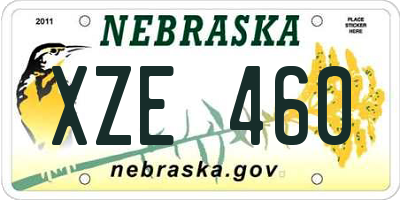 NE license plate XZE460