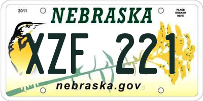 NE license plate XZF221