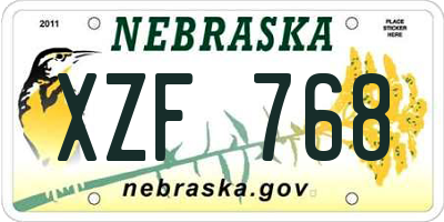 NE license plate XZF768