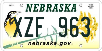 NE license plate XZF963
