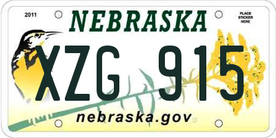 NE license plate XZG915