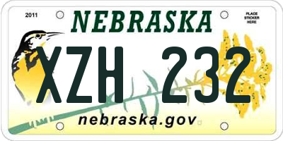 NE license plate XZH232