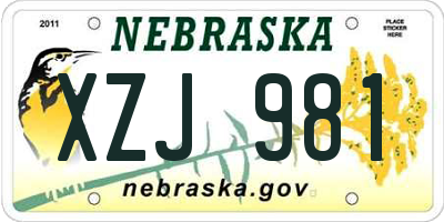 NE license plate XZJ981